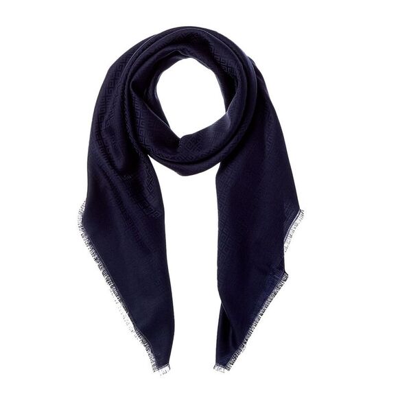 Givenchy 4G Square Large Wool & Silk-Blend Scarf, Blue - Picture 1 of 3